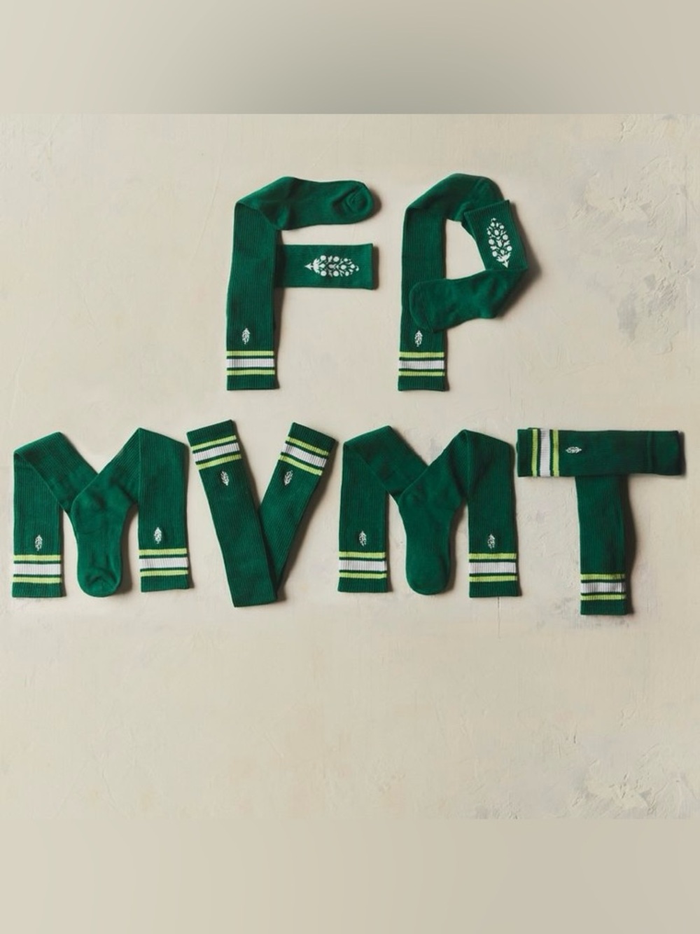 Free People Movement ~ Knee High Logo Stripe Socks ~ Green/Verde * NWT - Picture 12 of 16